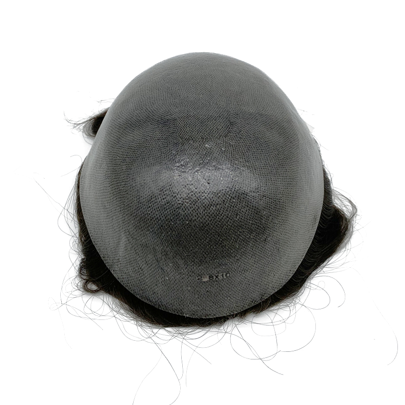 Echthaar-Haarteile, dünne Haut, PU-Ersatzsystem, Echthaar-Toupets für Männer