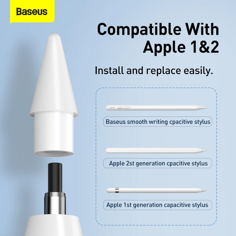 Baseus 2 Chiếc Stylus Bút Chì Đầu Cho Bút Apple 2 1 2nd 1st Gen Dự Phòng Đầu Ngòi Bút Thay Thế Bút Cảm Ứng lời Khuyên Dành Cho Phụ Kiện iPad