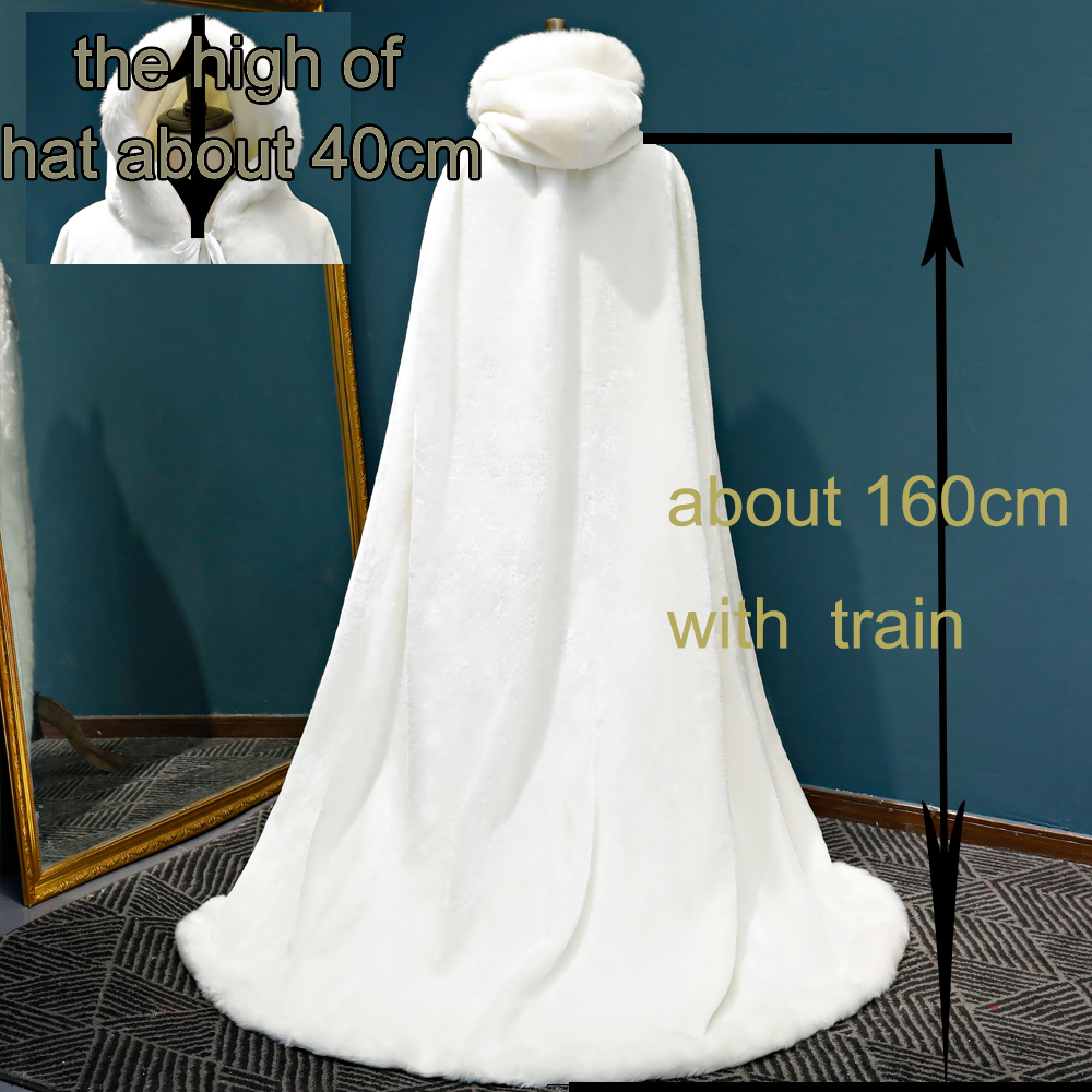 Capas de boda largas y cálidas para invierno, capa de boda hasta el suelo, chal de novia, capa de piel sintética, abrigo nupcial para adultos personalizado