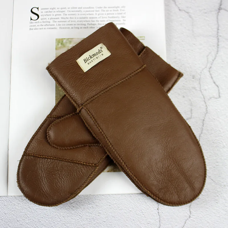 หนังแกะขนสัตว์Mittensผู้หญิงหนังขนสัตว์สีฤดูหนาวความอบอุ่นหนากลางแจ้งเย็นเด็กนักเรียนWindproofถุงมือ