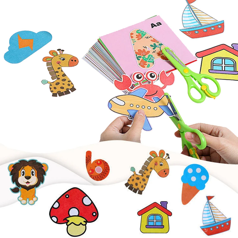Cartoon Farbe Papier Schneiden Spielzeug DIY Kinder Handwerk Tier Handwerk Papier Kunst Lernen Pädagogisches Spielzeug
