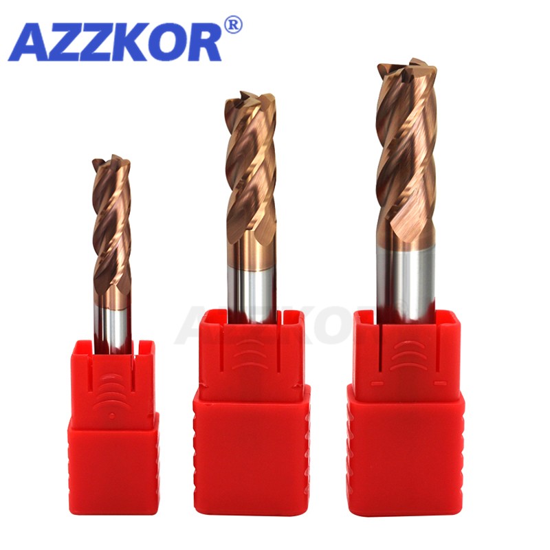 Dao Phay Hợp Kim Phủ Thép Vonfram Dụng Cụ Cnc Maching Hrc55 Endmill Azzkor Đầu Xay Bộ Máy Công Cụ