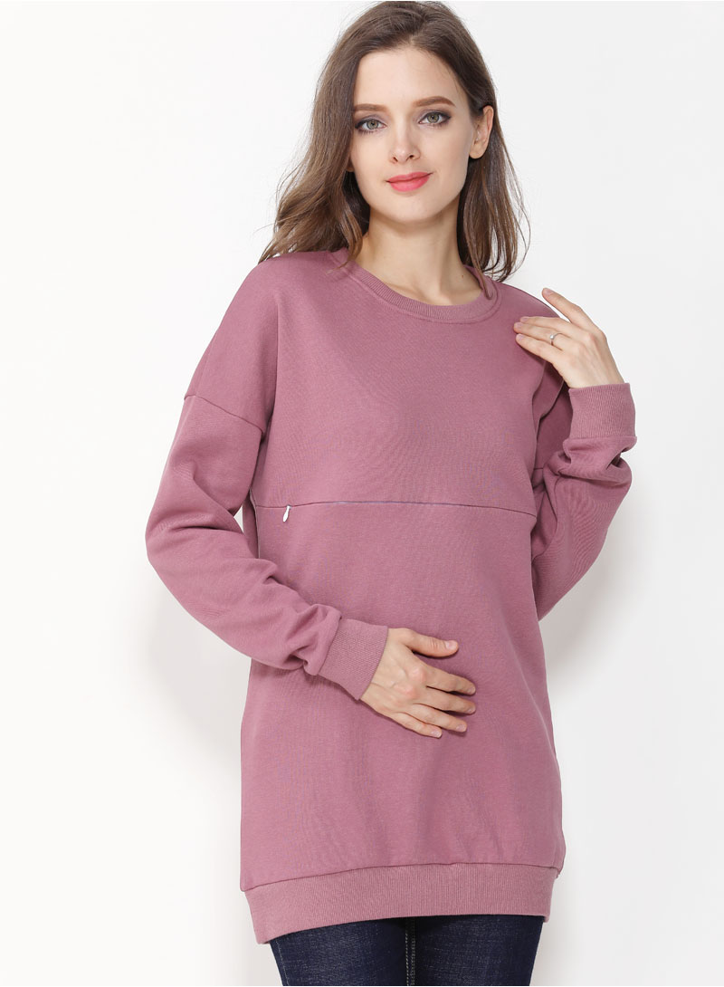 Pull d'Allaitement à Manches sulfen Coton pour Maman Enceinte, Vêtement de Grande Taille