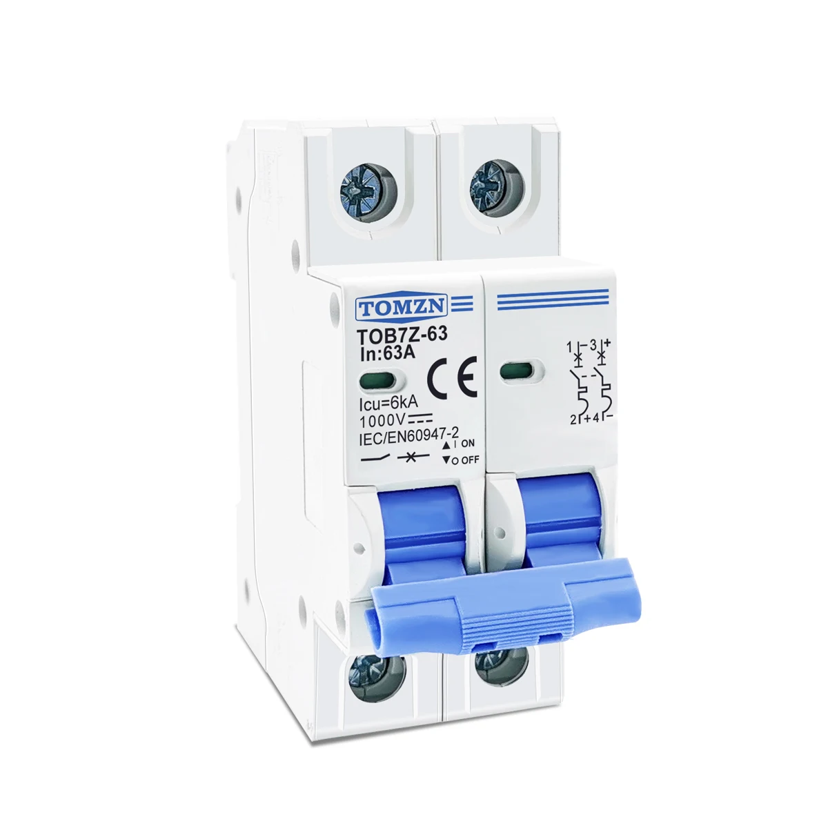 2P DC MCB 1000V Năng Lượng Mặt Trời Mini Ngắt Mạch Điện 3A 6A 10A 16A 20A 25A 32A 40A 50A 63A DC Động MCB Cho PV Hệ Thống