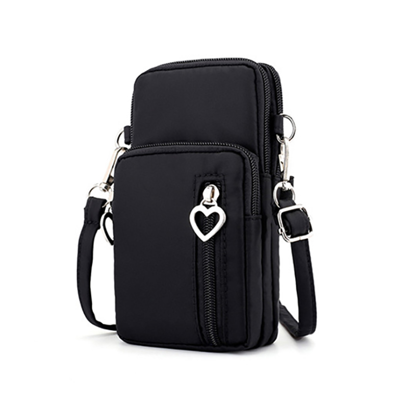 Casual Small Shoulder Bag Women Cell Phone Pocket Case Waterproof Nylon Sport Arm Package Messenger Purse Crossbody Handbag