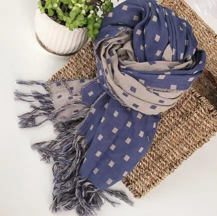 Design japonês inverno algodão quente cachecol feminino dupla face xadrez engrossado cachecol quente xale com ar condicionado para senhora