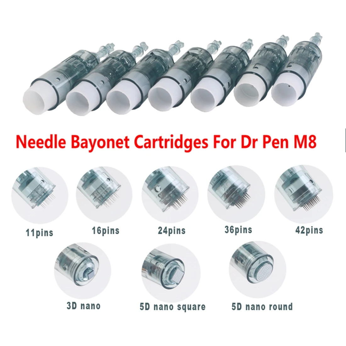 10 Chiếc Dr. Bút M8 Kim Hộp Mực Derma Bút Micro Kim 11Pin/16 Chân/24Pin/36Pin/42Pin/5D Nano vòng Microneedles