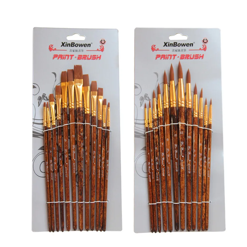 12 Cái/Bộ Lông Nylon Màu Nước Bút Lông Khác Nhau Dáng Tròn Hình Đồng Bằng Đầu Gouache Tranh Bộ Bàn Chải Nghệ Thuật Tiếp Liệu