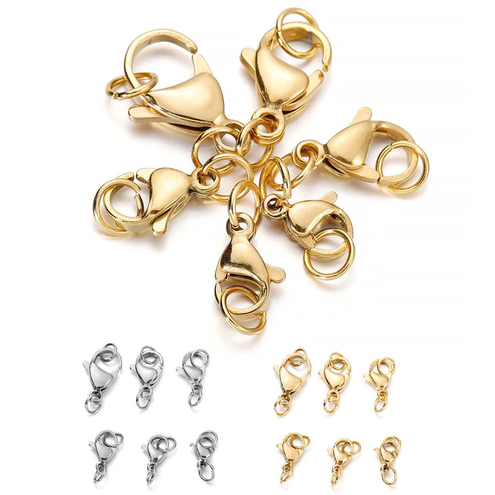 30pcs สแตนเลสสตีลกุ้งก้ามกราม Clasp พร้อมแหวนกระโดดสําหรับ DIY สร้อยคอสร้อยข้อมือเครื่องประดับทําผลอุปกรณ์ CONNECTOR