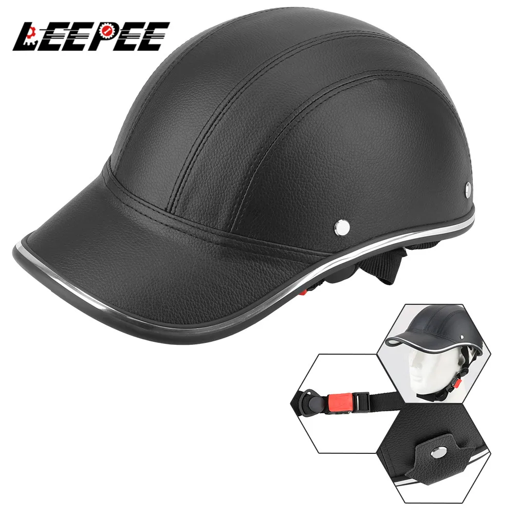 LEEPEE Für Cafe Racer Chopper Roller Sicherheit Schutzhelm Half Face Vintage Sommer Kappe Motorrad Halb Helm Baseball Kappe Stil