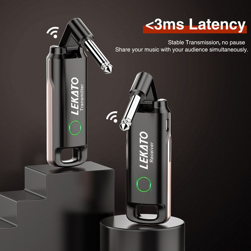 LEKATO WS-70 sistema inalámbrico de guitarra transmisor receptor Audio recargable UHF transmisor Digital sistema receptor 70 canales