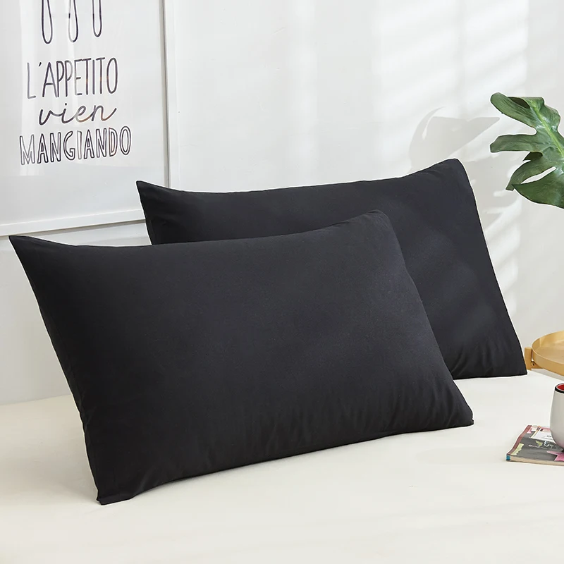 Funda de almohada de algodón, funda de almohada de Color sólido, ropa de cama, funda de almohada negra, funda de almohada personalizada, 40x60, 40x70, 50x70
