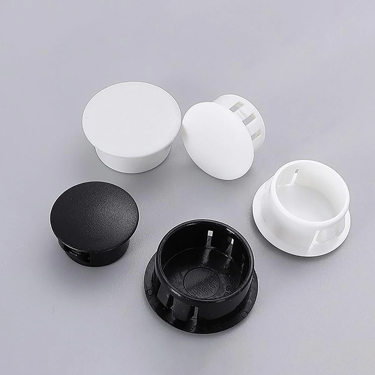 Tappo per foro a scatto da 10 pezzi 5mm ~ 50mm Rotondo in plastica Nero / Bianco Tappi terminali per tubi Inserti per tubi Tappo