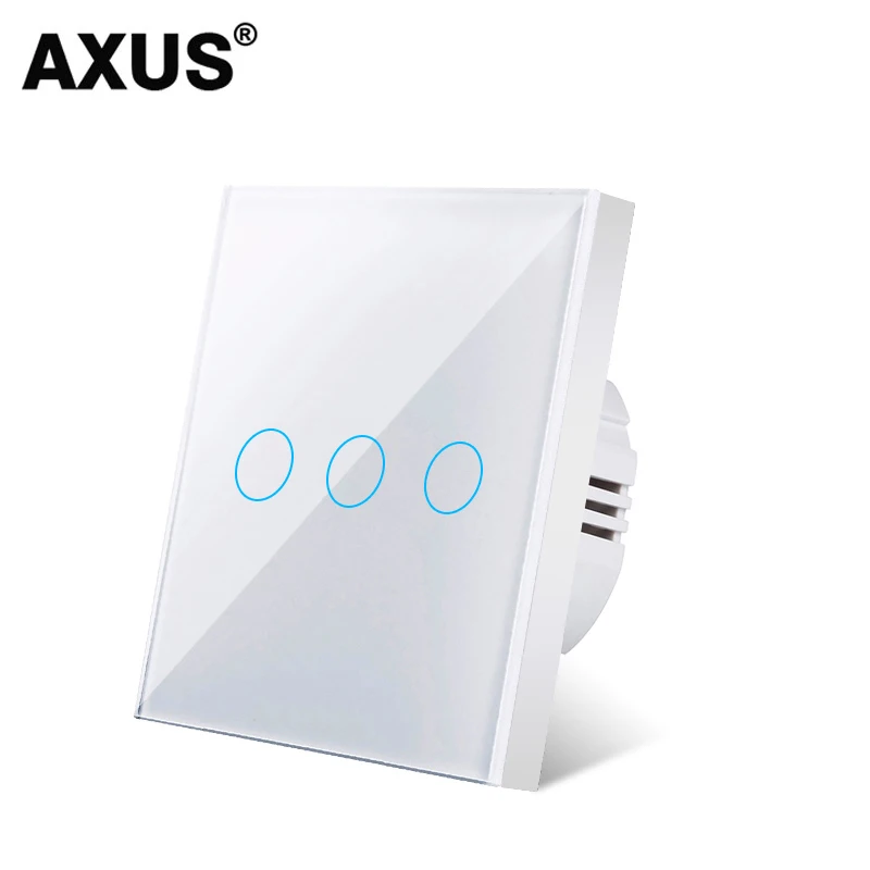 AXUS Europeo AC100-240V Temperato Nero Bianco Cristallo Interruttore tattile Pannello Sensore di luce da parete Pulsante 1/2/3 Gang 10A Interrupt