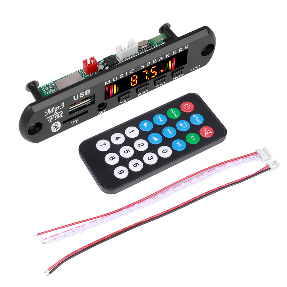 Bluetooth 5.0 MP3 WMA WAV Decoder Board DC 9V 12V Car Music Player USB Record FM Radio 3.5mm AUX for Speaker Handsfree Audio DIY