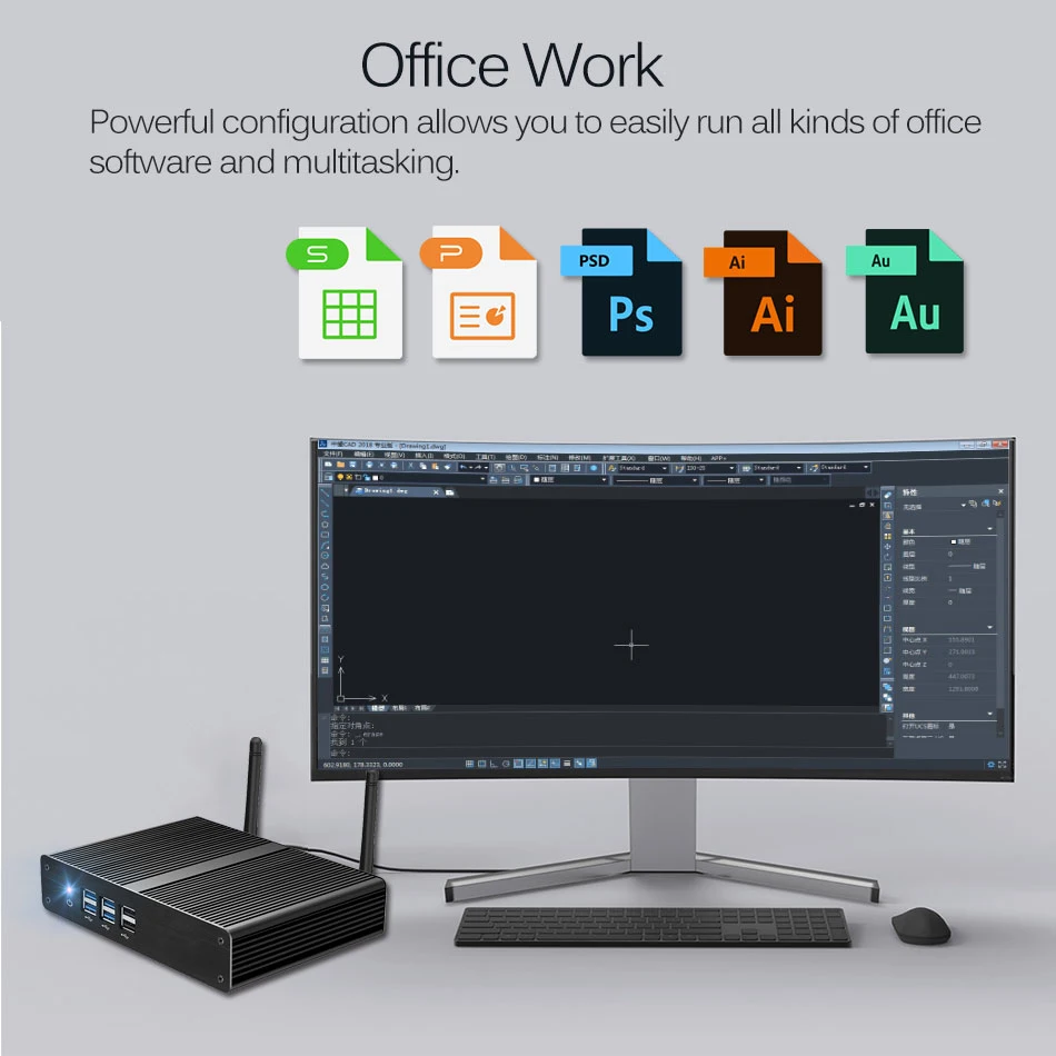 Mini PC sin ventilador Core i5-4200U i3 5005U Celeron 2955U 8USB Windows 10 Pro Minipc WIFI HD HTPC Office Mini Desktop