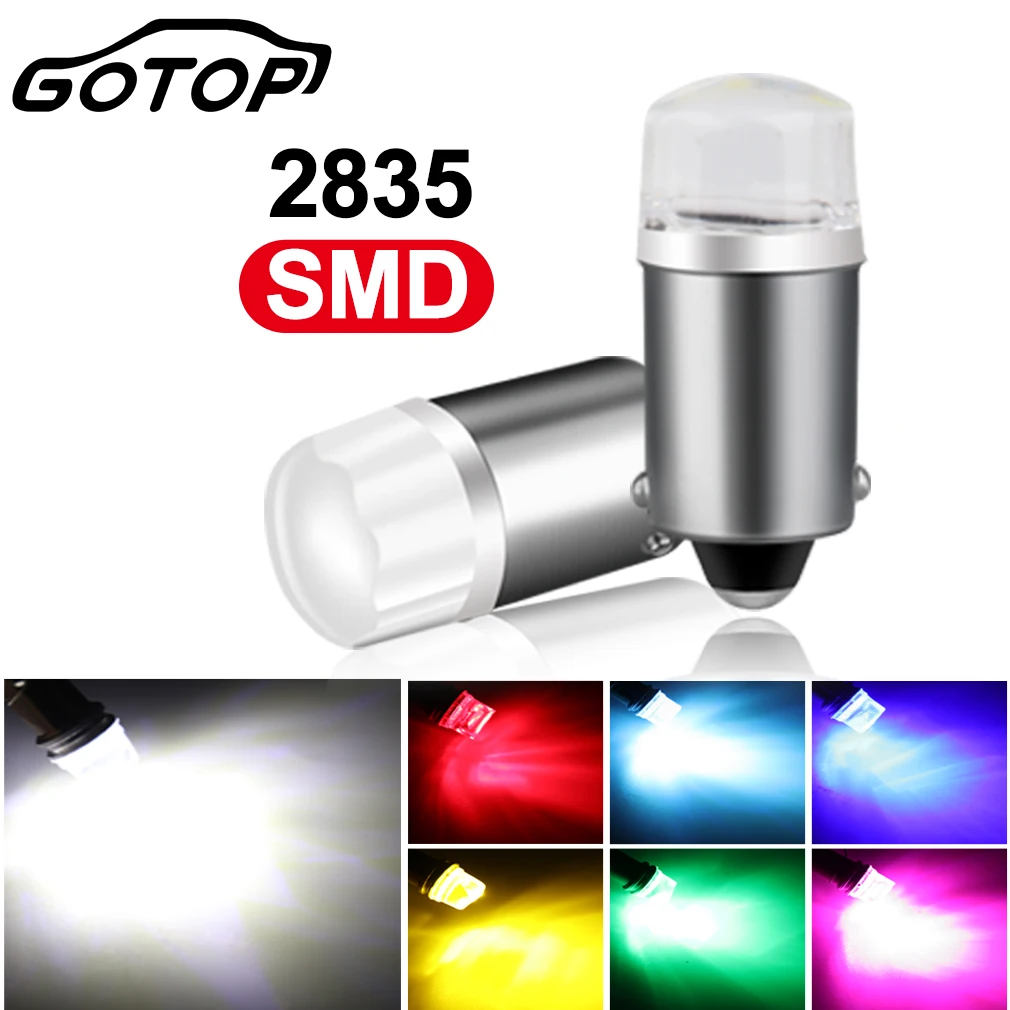 2 uds BA9S T4W bombilla Led T2W T3W H5W bombilla de coche 2 LED 2835 SMD 12913 12910 12929 bombilla indicadora de LED bombilla de matrícula DC 12V