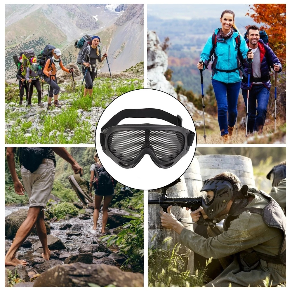 Gafas de malla de Metal para caza al aire libre, gafas tácticas resistentes a los golpes, protección de ojos para deportes al aire libre, herramientas para exteriores