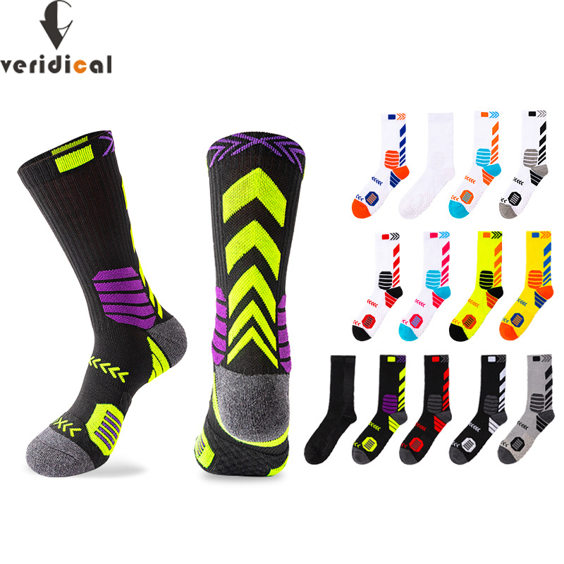 Elite Thể Thao Đi Xe Đạp Bóng Rổ Tất Nén Chạy Man Đen Xu Hướng Thoáng Khí Dài Đi Bộ Giảm Chấn Thể Thao Chuyên Nghiệp