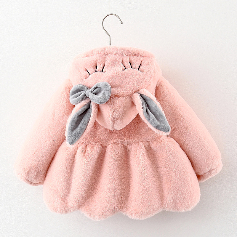 Simpatiche orecchie di coniglio peluche giacca per bambini Natale dolce principessa ragazze cappotto autunno inverno caldo capispalla con cappuccio vestiti per bambina