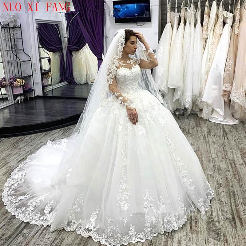Maßgeschneiderte elegante lange Ärmel Plus Size Hochzeitskleid weiß Robe De Mariee 2024 Applikationen Spitze Brautkleider Vestido De Novias