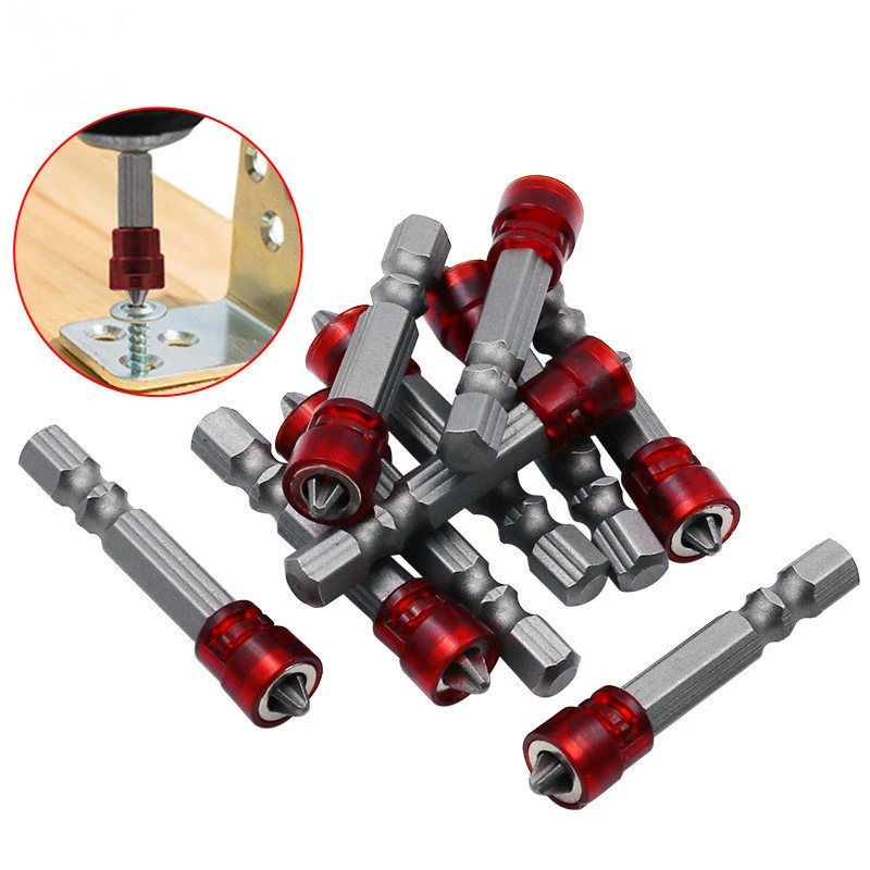 1/4" Screwdriver Bits Red Head Magnet Driver Hex Shank With Magnetizer Cross Magnetic Bit Hand Electric Screw Tool Accessories