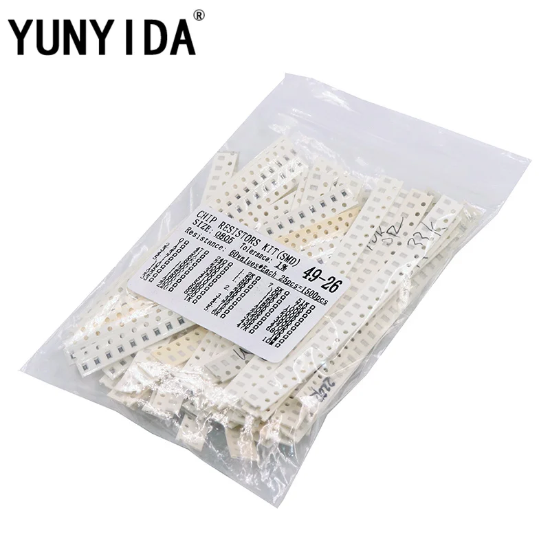 0805 SMD Resistor Kit Assorted Kit 1ohm-10M ohm 1% 60valuesX 25pcs=1500pcs Sample Kit