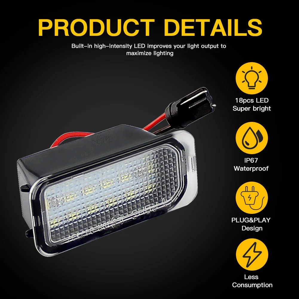 Luz de matrícula para Ford KUGA S MAX MONDEO MK4 MK5 MK2 FIESTA 2008-2019 FOCUS ABS plástico 12V luz LED de señal de número 2 uds