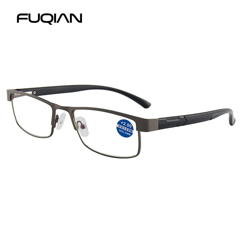 Lunettes de lecture en acier inoxydable pour hommes, presbytes, Anti-lumière bleue, + 1.0 1.5 2.0 2.5 3 3.5 4.0