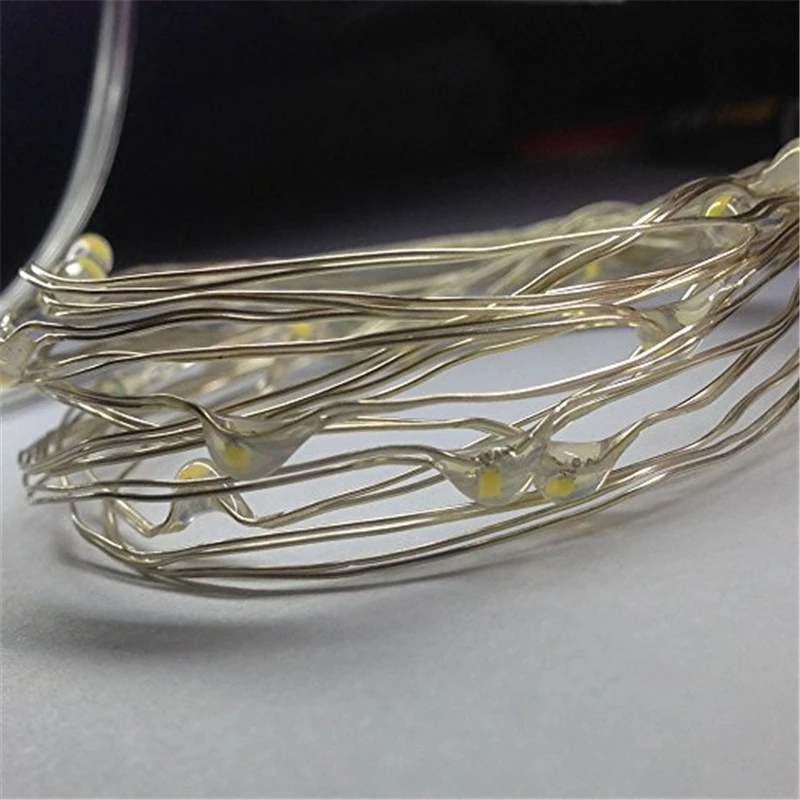 2M 20 3M 30 5M 50 10M 100Leds luces de hadas AA alimentadas por batería plata Led alambre de cobre cadena de luces decorativas