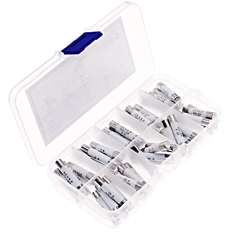 50pcs 5pcs Each Value 6mm x 30mm 250V Fast Blow Ceramic Fuse Assortment Kit 0.5A 1A 2A 3A 5A 10A 15A 20A 25A 30A