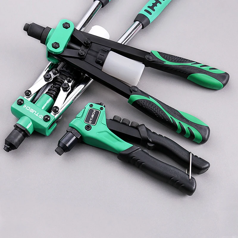 คู่มือ Rivet ชุดปืน4ขนาดหัว Rivet,heavy-Duty One-Handed Rivet Gun เครื่องมือสำหรับโลหะ,พลาสติกและหนัง