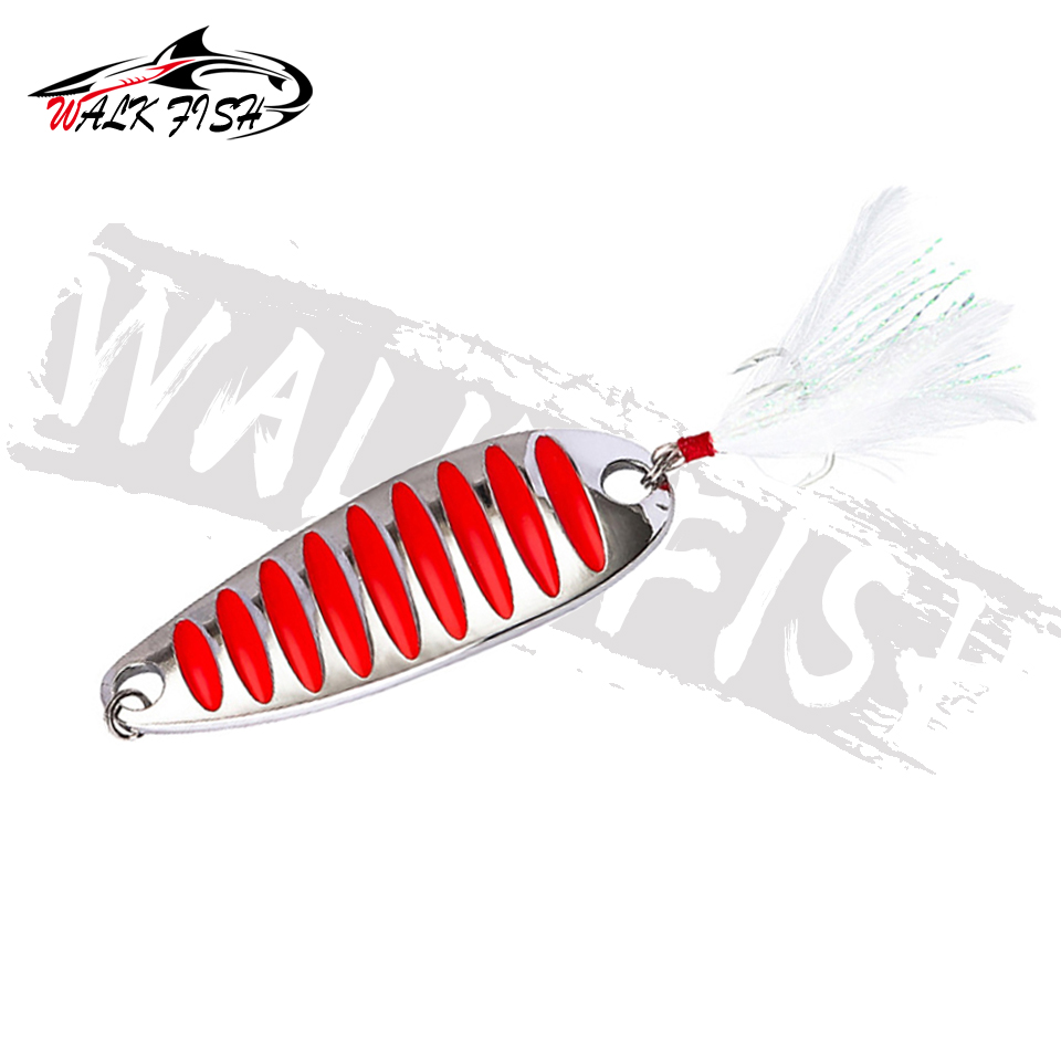 WALK FISH señuelo de cuchara de Pesca, Señuelos duros con pluma de metal, 5g, 7g, 10g, 15g, 20g, 30g