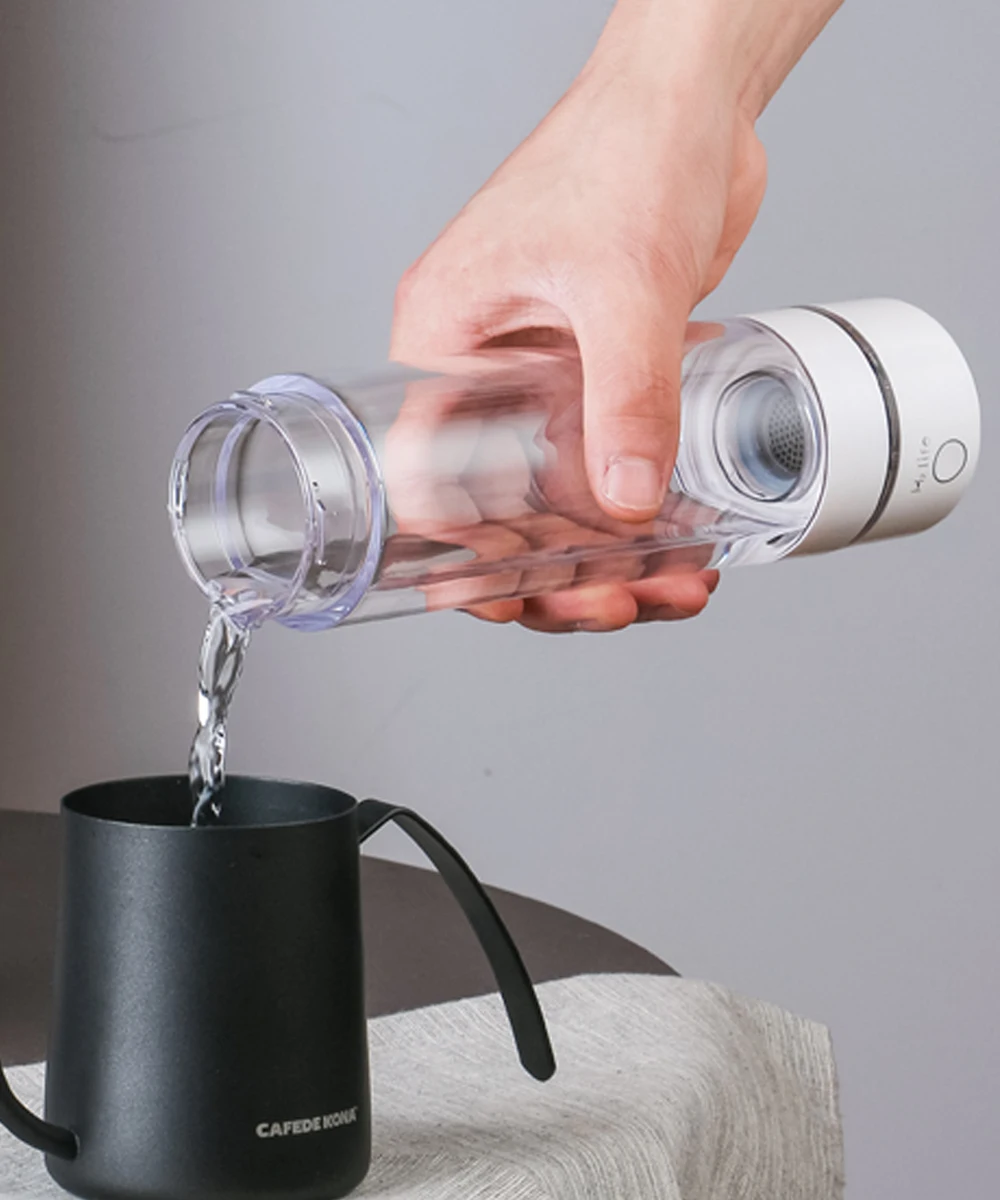 Botella generadora de agua de hidrógeno Molecular de rendimiento H2Life DuPont SPE + PEM lonizador de doble cámara + dispositivo de inhalación H2