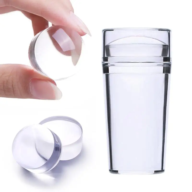 Sinh Đẹp Móng Tay Nghệ Thuật Tiêu Bản Clear Jelly Dẻo Silicone Stamper Enail Dập Tấm Nạo Có Nắp Trong Suốt Móng Stamper