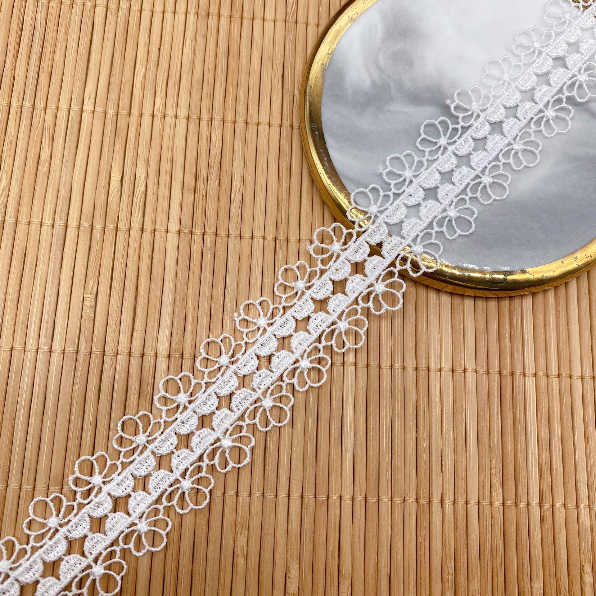 3 jardas/lote bordado bilateral oco flor laço tecido guarnição fitas diy costura artesanal acessórios de vestuário