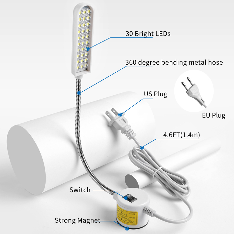 10/20/30 LED 工業用ミシン照明ランプ衣類機械アクセサリーワークライト 360 °   柔軟なグースネック