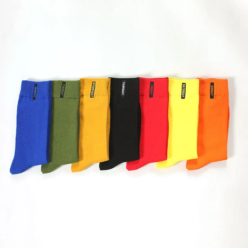 Calcetines informales de otoño e invierno para Hombre, Calcetines felices de Color sólido, Calcetines de algodón peinado con letras bordadas a la moda, Calcetines para Hombre