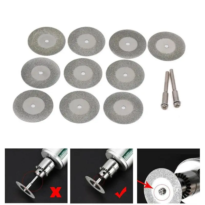 10pcs Rotary Tool+2pcs Conneting Rod Circular Saw Blades Cutting Discs Diamond Disc Mandrel For Dremel Mini Drill Power Tool Set