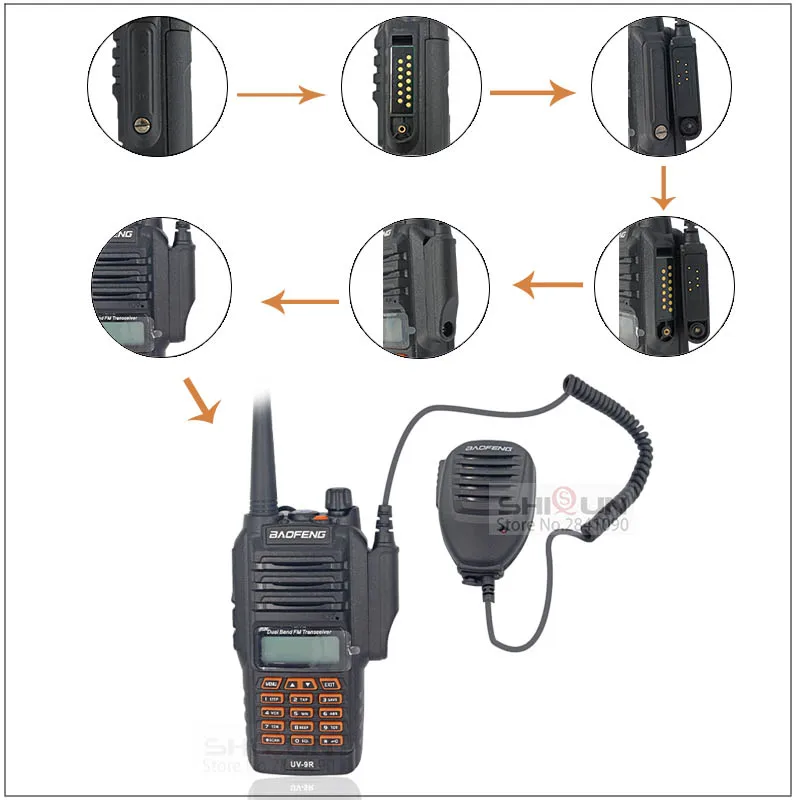 UV-9R Pro Lautsprechermikrofon Wasserdichtes Schultermikrofon für Baofeng UV-9R Plus MK1 UV-S22 Pro Zweiwegeradio GMRS-9R UV-9G GT-3WP BF