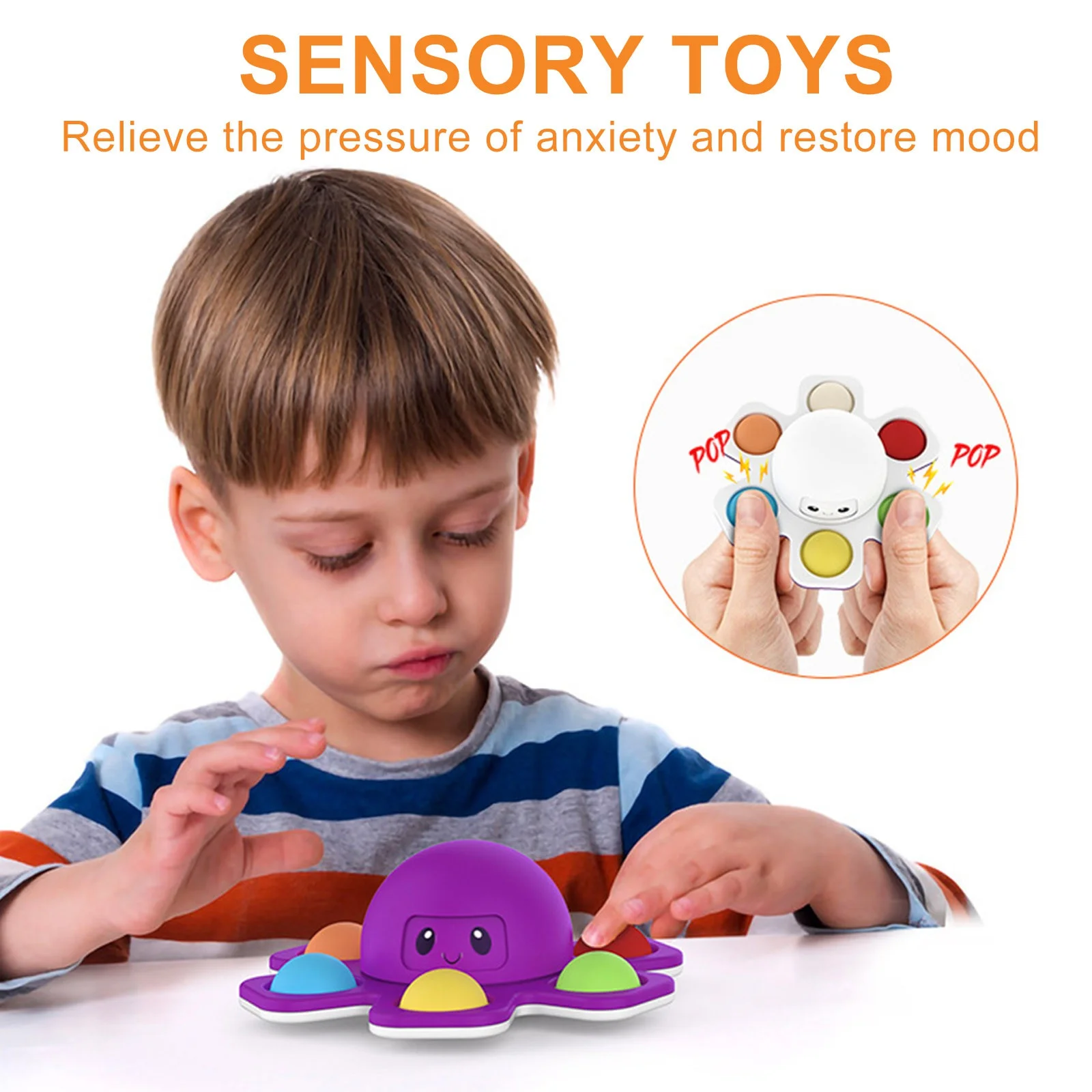 1PCS ใหม่ Anti Stress Push Bubble Fidget Spinner Face-เปลี่ยน Sensory ของเล่น Push popete Spiner ความเครียดบรรเทา Fidget ของเล่นสําหรับเด็ก