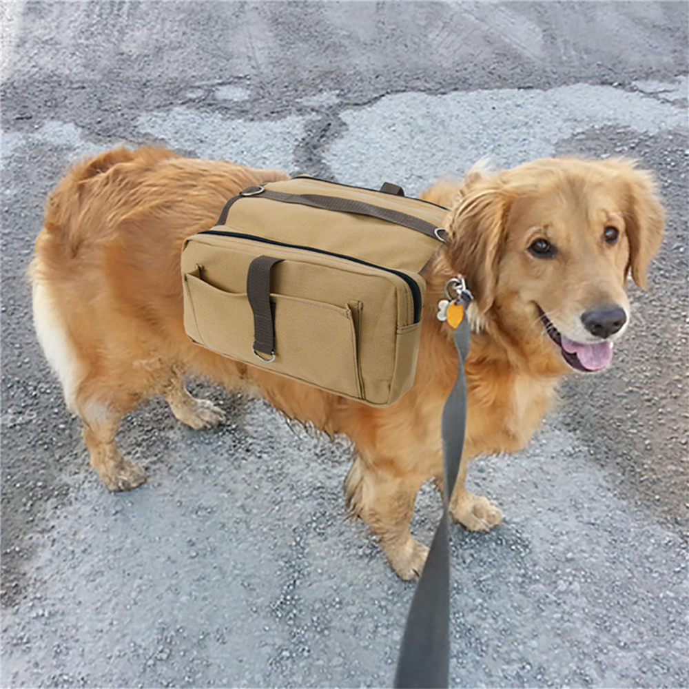 Tas Sadel Kanvas untuk Pengekang Pembawa Anjing Besar Tas Ransel Kapasitas Besar Bawaan Anjing Multifungsi Aksesori Anjing Luar Ruangan