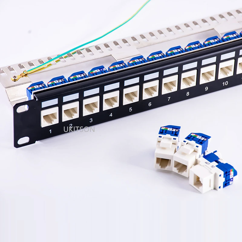 Патч-панель без инструментов с 24 вилками, разъем модуля RJ45 Keystone Jack CAT6, для 19 дюймового кронштейна в стойку для подключения к Интернету