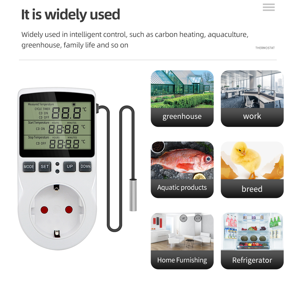 Timer Steckdose Thermostat Digitale Temperatur Controller EU Stecker Outlet Mit Timer Schalter Heizung Kühlung AC 110V ~ 230V