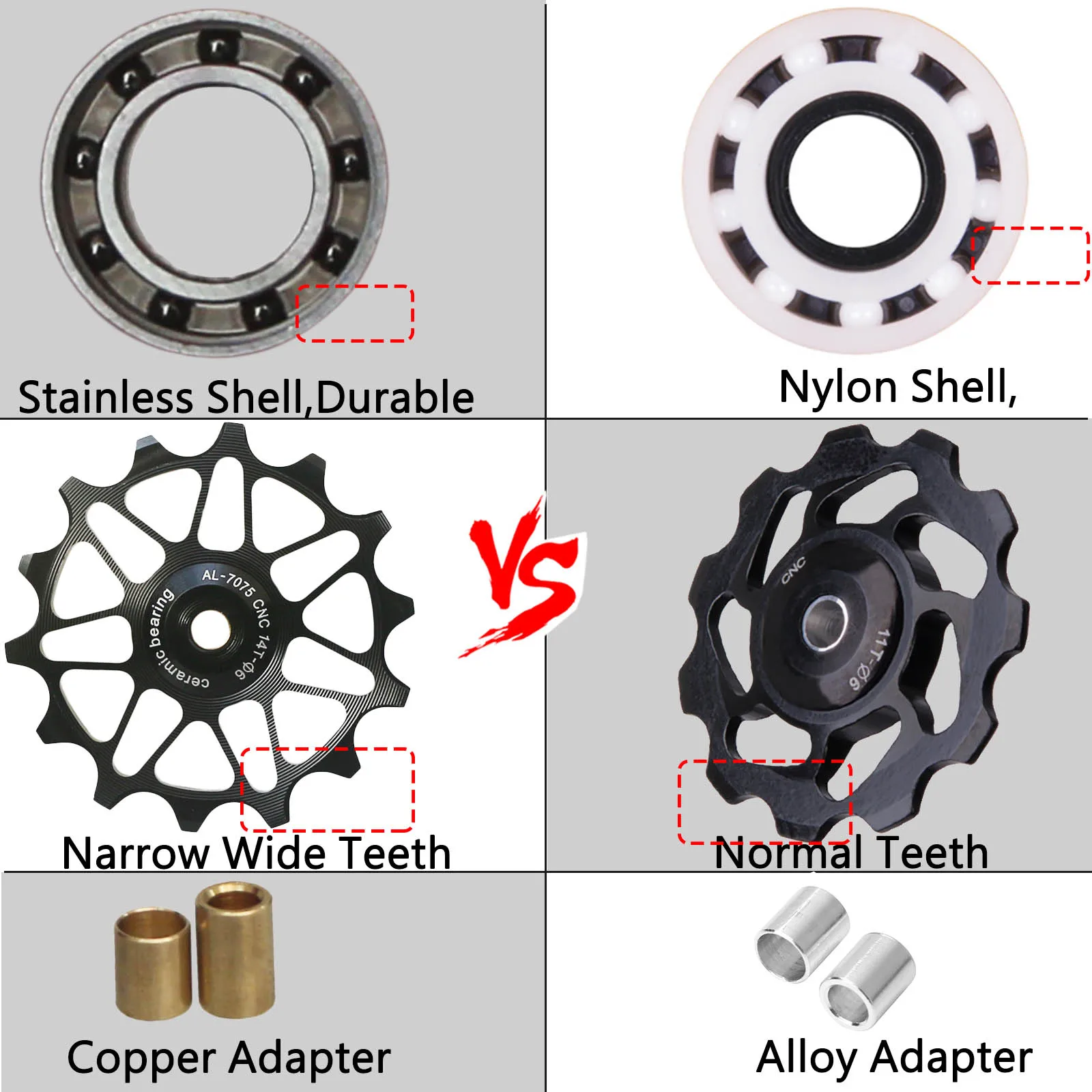 12T 14T Sau Derailleur Ròng Rọc Bộ Rộng Hẹp Răng Hướng Dẫn Bánh Xe Hỗ Trợ 7 8 9 10 11 Tốc Độ cho Shimano Sram MTB Xe Đạp Đường Bộ Phận