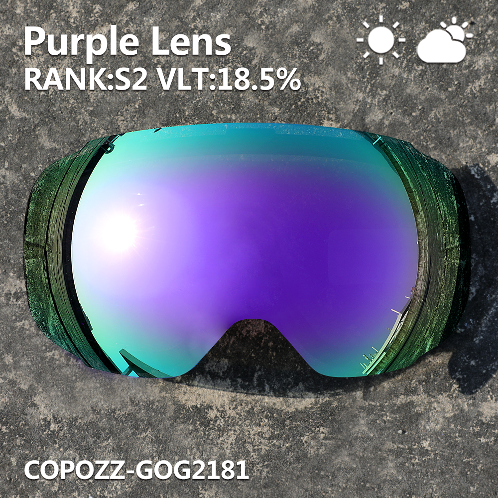 COPOZZ 2181 スキーゴーグル用磁気交換レンズ曇り止め UV400 球面スキーメガネスノーボードゴーグル (レンズのみ)