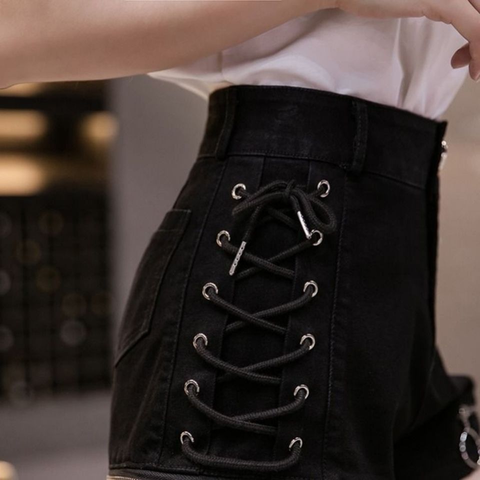 Pantalones cortos de diseñador para mujer, vendaje con cremallera, ropa Sexy para discoteca para chicas, Harajuku, Denim delgado, Hipster, adolescentes, Popular de verano, combina con todo
