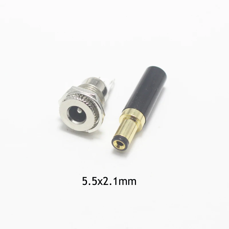 1Set 5.5X2.5Mm/5.5X2.1Mm/3.5X1.35Mm Steker Listrik DC Steker Pria + Soket Wanita untuk Pengelasan Jalur Output Daya Linier