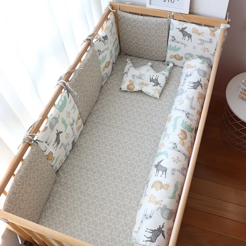 Parachoques para cama de bebé para recién nacidos, decoración para habitación de bebé, Protector de cuna suave y grueso para niños, cojín para cuna con funda de algodón desmontable