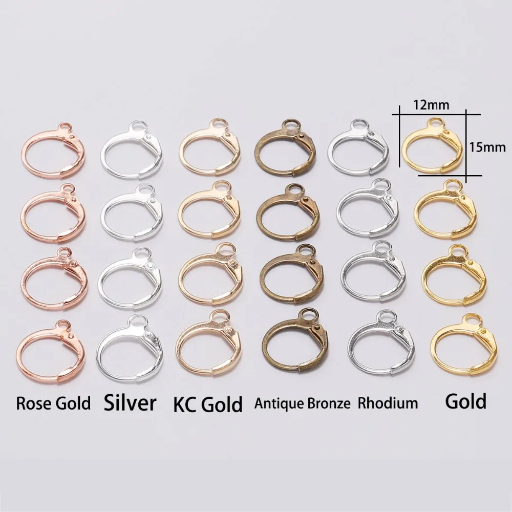 20 ชิ้น/ล็อต 14*12 มม.Lever GOLD Hook ต่างหู Clasps & Hooks วัสดุขนาดการตั้งค่าสายไฟฐาน Hoops สําหรับเครื่องประดับ DIY ทําอุปกรณ์